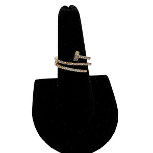 🍭4/$20 Rhinestone studded nail coil gold tone ring - 7.25